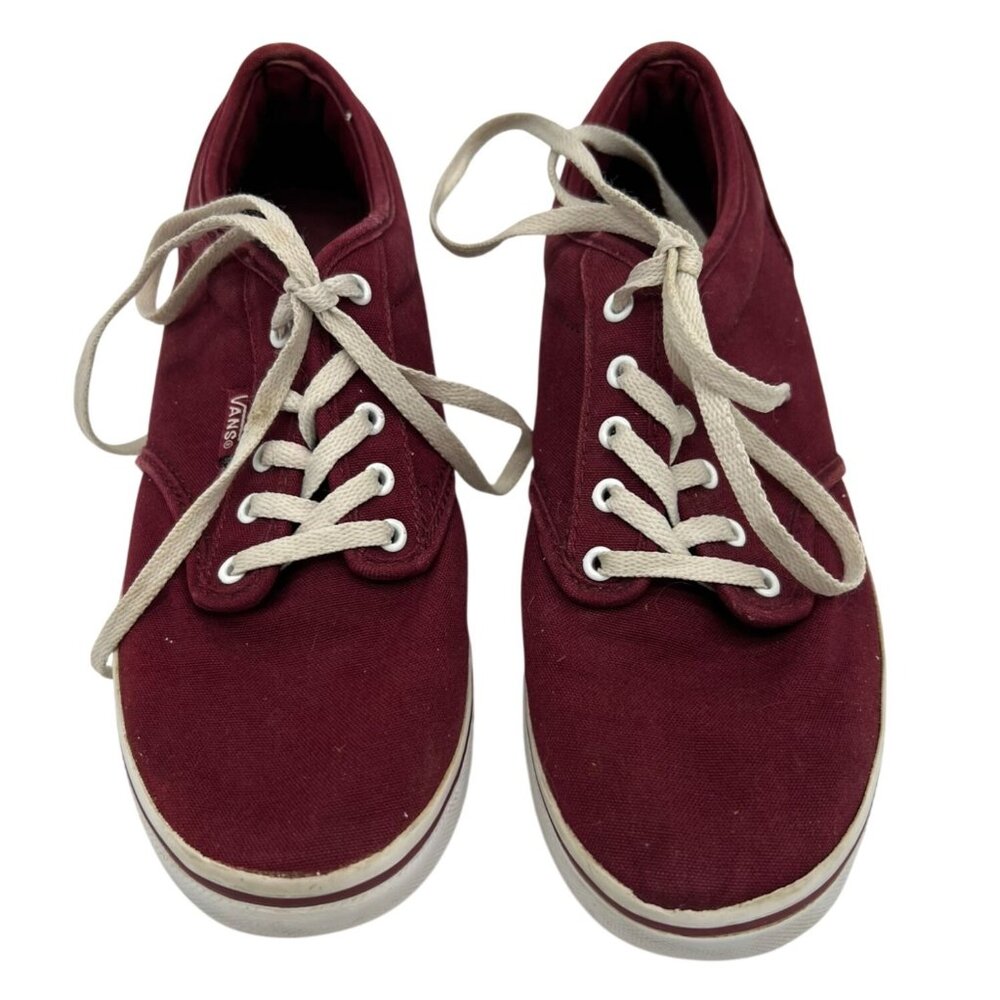 Vans Womens Low Top Sneakers Size 6.5 Burgundy Canvas Lace-Up Classic Casual